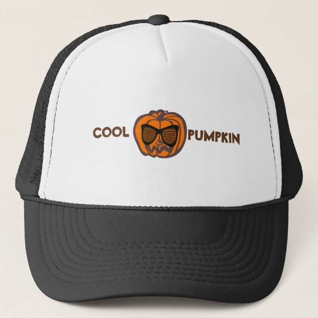 Custom Cool Pumpkin Halloween Truckerkappe (Vorderseite)