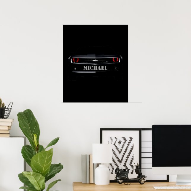 Custom Cool schwarz Chevy Camaro Ihr Name Poster (Heimbüro)
