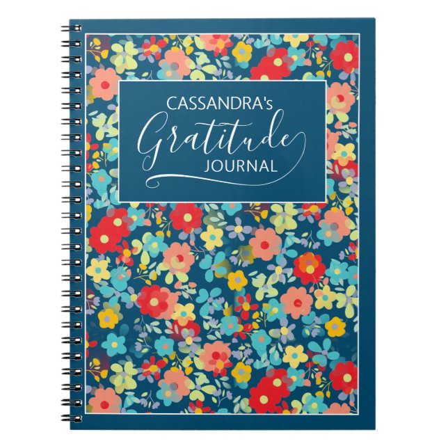 Custom Coral Blush Pink Aqua Blue Blume Muster Notizblock (Vorderseite)