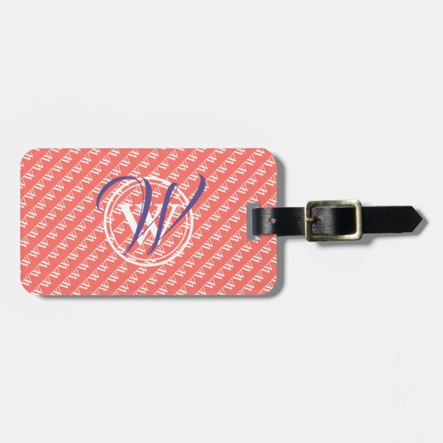 Custom Coral Monogram Gepäckanhänger (Vorderseite horizontal)