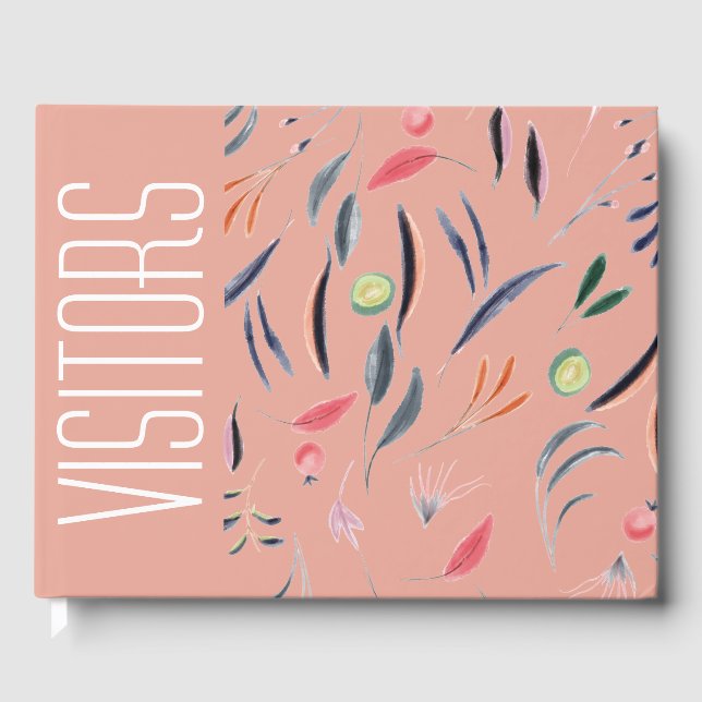 Custom CORAL PIND Floral Gästebuch (Vorderseite)