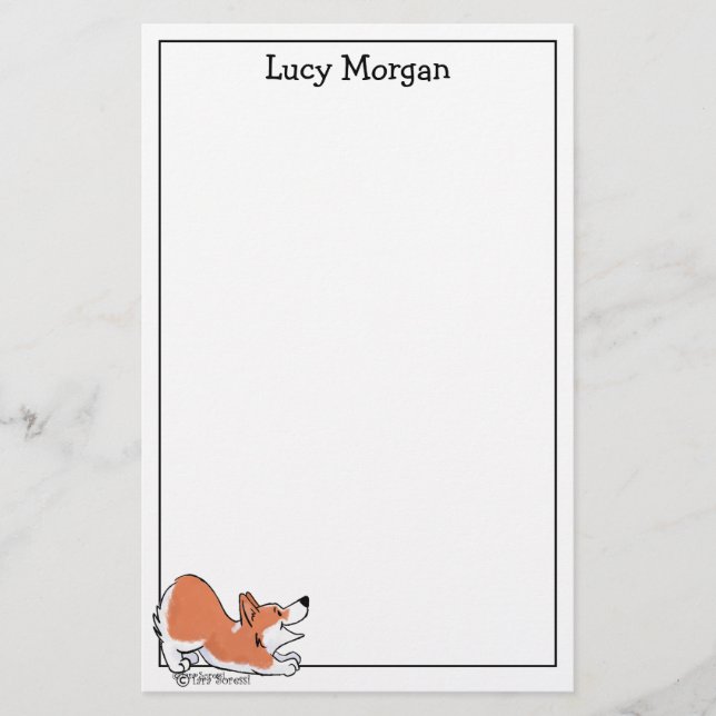 Custom Corgi Cute Dog Art Stationery Briefpapier (Vorderseite)