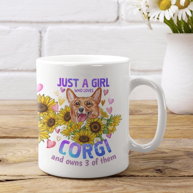 Custom Corgi Lover Sunflower Dog Trainer Floral Kaffeetasse (Von Creator hochgeladen)