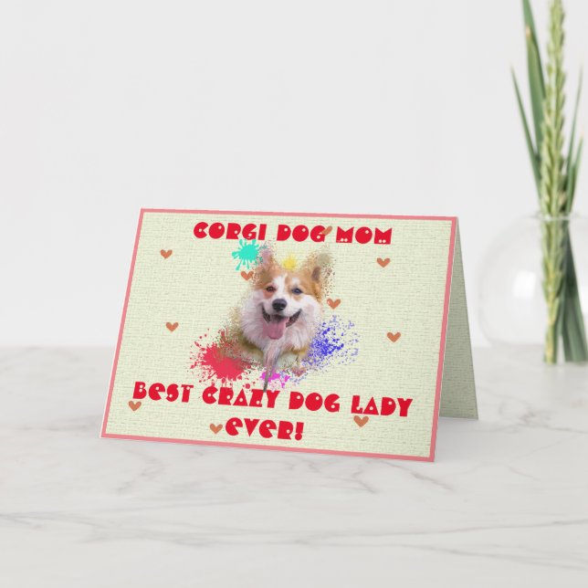 Custom Corgi Mama Hund Beste verrückte Hundedame j Dankeskarte (Vorderseite)