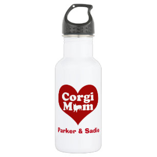 Custom Corgi Mama Rotes Herz Trinkflasche