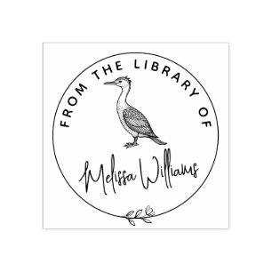 Custom Cormorant Ex Libris aus dem Bibliothekbuch Gummistempel