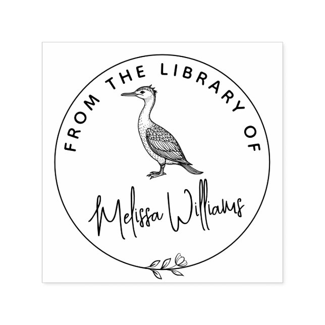 Custom Cormorant Ex Libris aus dem Bibliothekbuch Permastempel (Design)