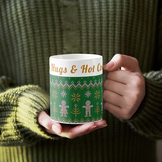 Custom Cosy Ugly Sweater | Hugs & Hot Cocoa Kaffeetasse (Von Creator hochgeladen)