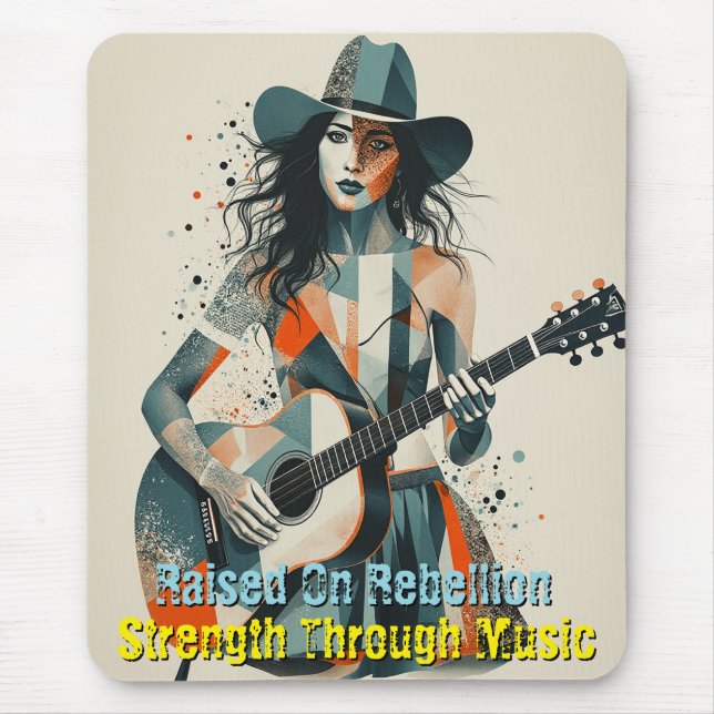 Custom Country Girl Gitarrist Art Inspiration Mousepad (Vorne)