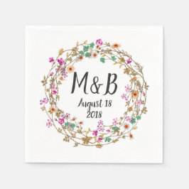 Custom Country Style Floral Wreath Art Motif Serviette