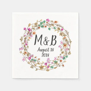 Custom Country Style Floral Wreath Art Motif Serviette