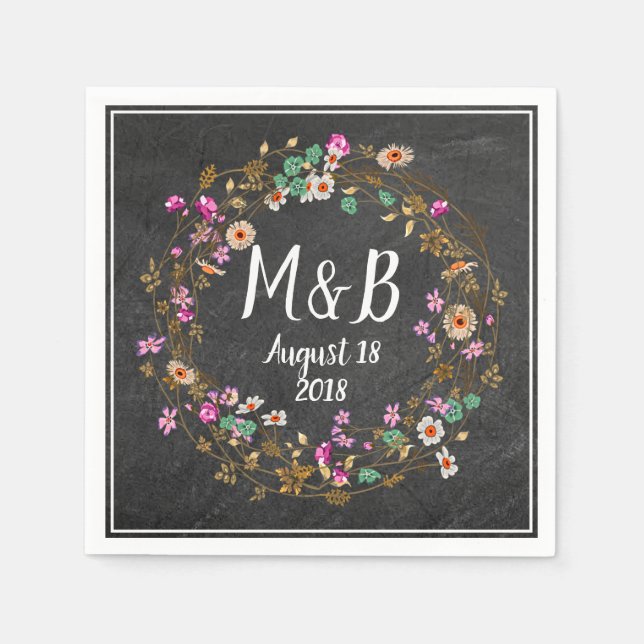 Custom Country Style Floral Wreath Art Motif Serviette (Vorderseite)