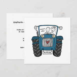 Custom Country Wedding Blue Traktor Abend Einladung
