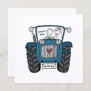 Custom Country Wedding Blue Traktor Abend Einladung
