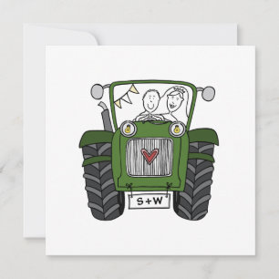 Custom Country Wedding Blue Traktor Abend Einladung