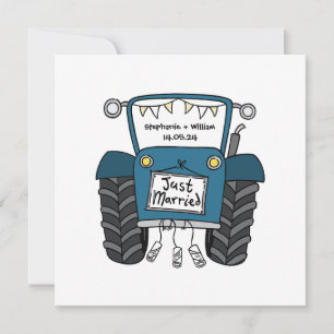 Custom Country Wedding Blue Traktor Einladung