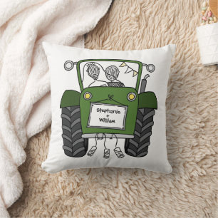 Custom Country Wedding Green Tractor Kissen