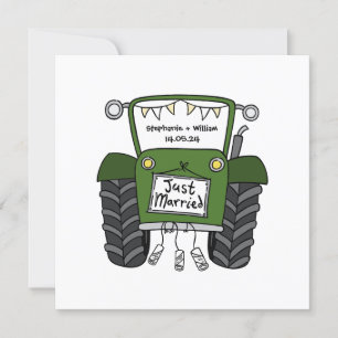 Custom Country Wedding Green Traktor Einladung