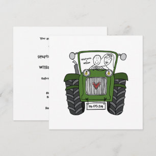 Custom Country Wedding Green Traktor Einladung