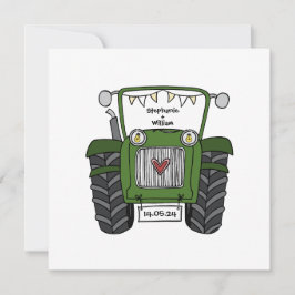 Custom Country Wedding Green Traktor Einladung