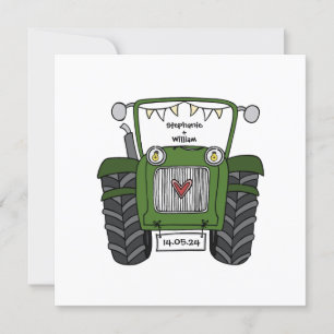 Custom Country Wedding Green Traktor Einladung