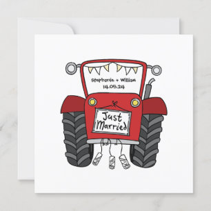 Custom Country Wedding Red Tractor Einladung