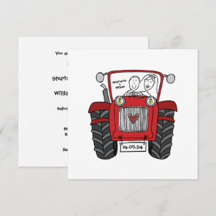 Custom Country Wedding Red Tractor Einladung