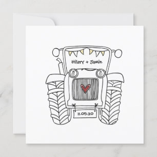 Custom Country Wedding Traktor Abend Einladung