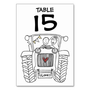 Custom Country Wedding Traktor Tischnummer