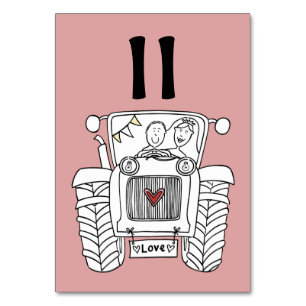 Custom Country Wedding Traktor Tischnummer