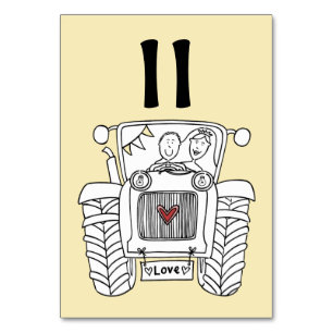 Custom Country Wedding Traktor Tischnummer