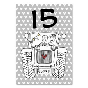 Custom Country Wedding Traktor Tischnummer