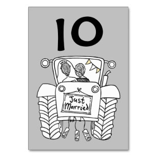 Custom Country Wedding Traktor Tischnummer