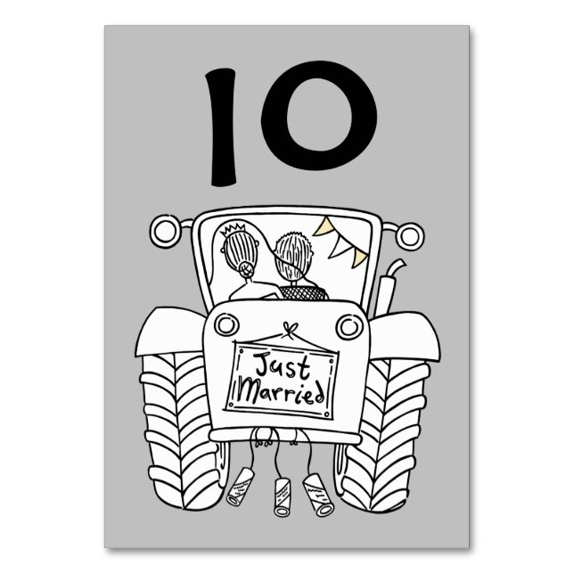 Custom Country Wedding Traktor Tischnummer (Vorderseite)