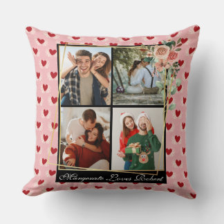 Custom Couple 4 Foto Moderner Chic Stilvoll Elegan Kissen