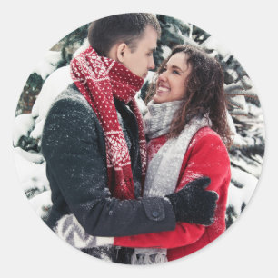 Custom Couple Christmas Foto Runder Aufkleber