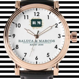 Custom couple floral names monogram wedding armbanduhr