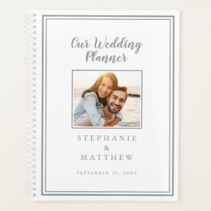 Custom Couple Foto Chic Gray & White Wedding Planer