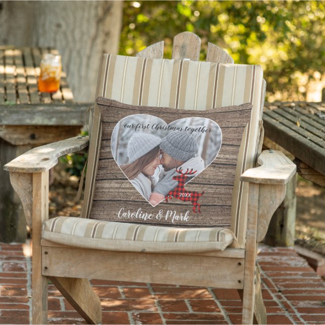 Custom Couple Foto Christmas Personalisiert Kissen (Stuhl )