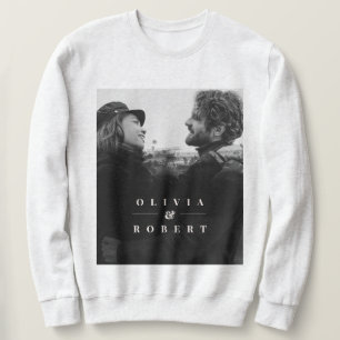 Custom Couple Foto Stilvolles Schwarz Abstrakt Sweatshirt