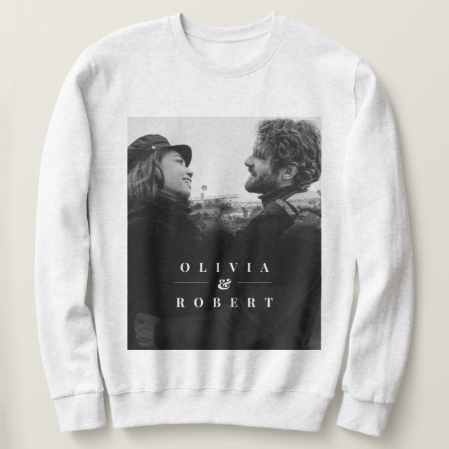Custom Couple Foto Stilvolles Schwarz Abstrakt Sweatshirt (Design vorne)