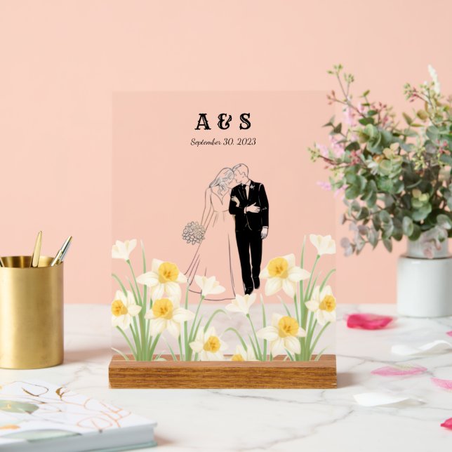 Custom Couple Illustration Gift Acrylschild (Hochzeit)