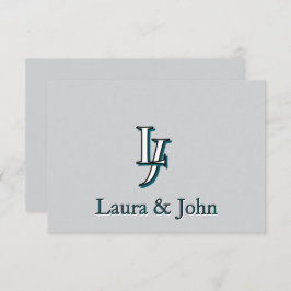 Custom Couple Initials and Names Flat Card Dankeskarte