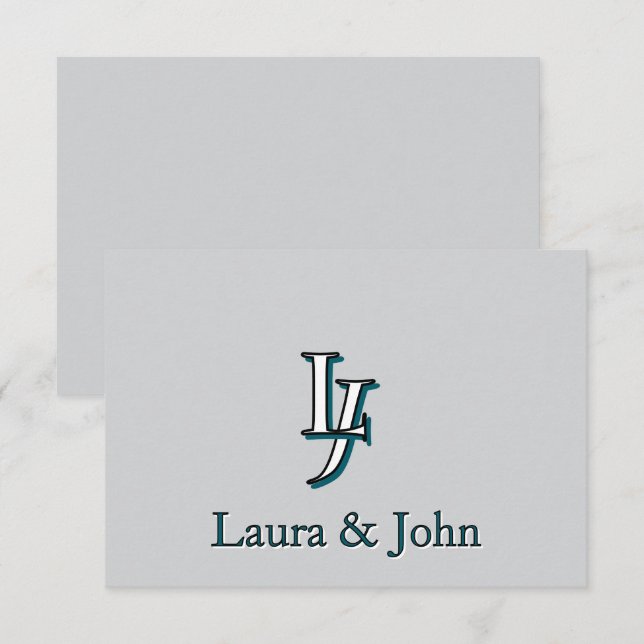 Custom Couple Initials and Names Flat Card Dankeskarte (Vorne/Hinten)