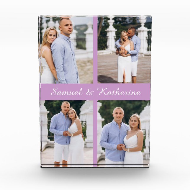 Custom Couple Love Script Acrylic Photo Block (Vorderseite)