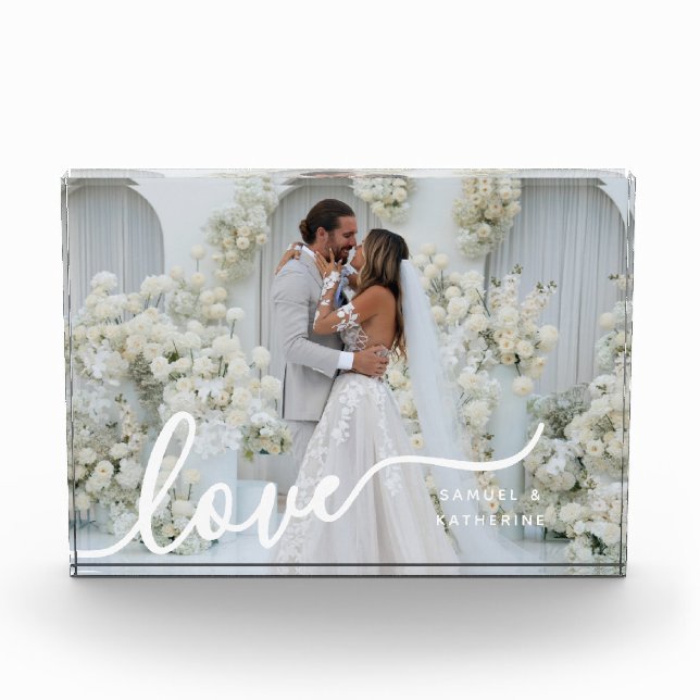 Custom Couple Love Script Photo Block (Vorderseite)