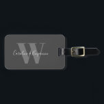 Custom Couple Name Calligraphy Mit Monogramm Black Gepäckanhänger<br><div class="desc">Custom Couple Name Calligrafy Mit Monogramm Black and Grey Luggage Tag</div>