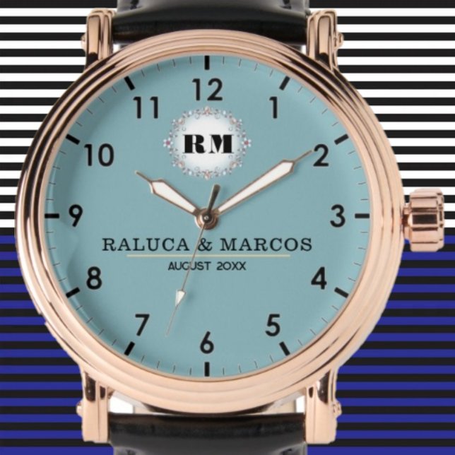 Custom couple names vintage floral monogram armbanduhr (Von Creator hochgeladen)