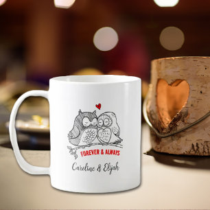 Custom Couple of Owls, Valentine´s Day Kaffeetasse