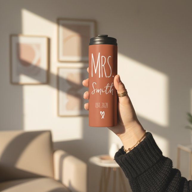 Custom Couple Wedding Tumbler for Husband and Wife Thermosbecher (Custom Orange Couple Insulated Tumbler – Mr and Mrs Wedding Gift for Newlyweds)